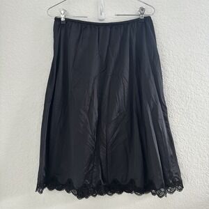 Tendresse Black Half Slip Dress Women's Sz X Lace‎ Trim Lingerie Nylon Vintage